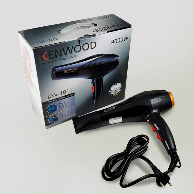 سشوار خانگی 2400 وات کنوود مدل KW-1011، موتور AC، وزن 500 گرم، المنت تیتانیوم، دارای سری م 102951732