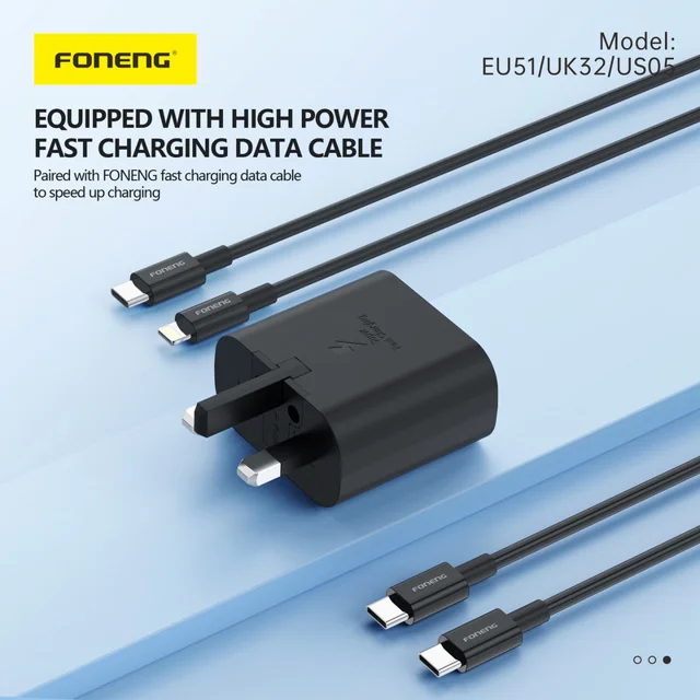 شارژر دیواری 25 وات فوننگ مدل UK32 به همراه کابل تبدیل USB-C 102861676